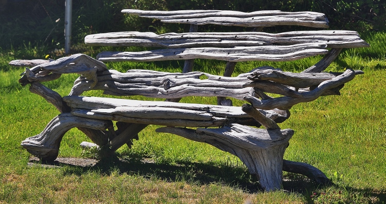 bench made of driftwood
